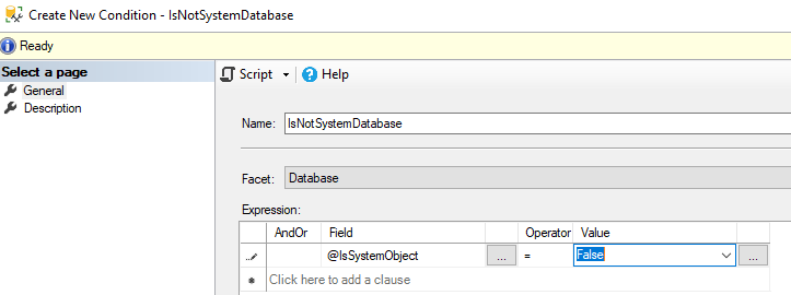 Ignore Sys Databases Condition