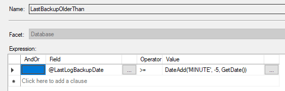 Log Backup In Last 5 Minutes Condition