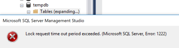 tempdb lock timeout error
